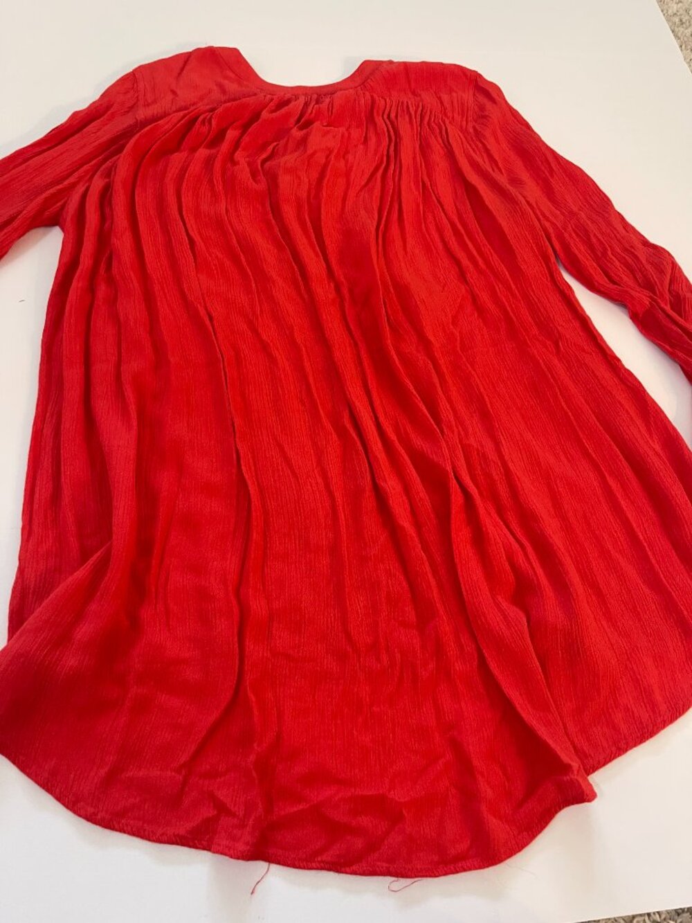 Free People Red Crinkle Rayon Tunic Blouse Size M - Picture 7 of 8